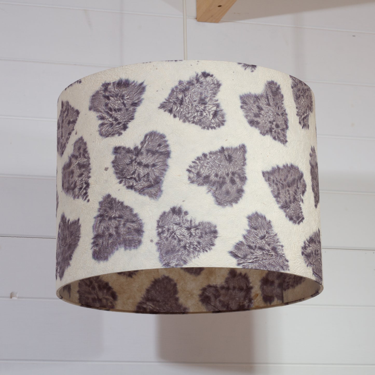 Drum Lamp Shade - B130 ~ Soft Hearts Lavender, 40cm(d) x 30cm(h)