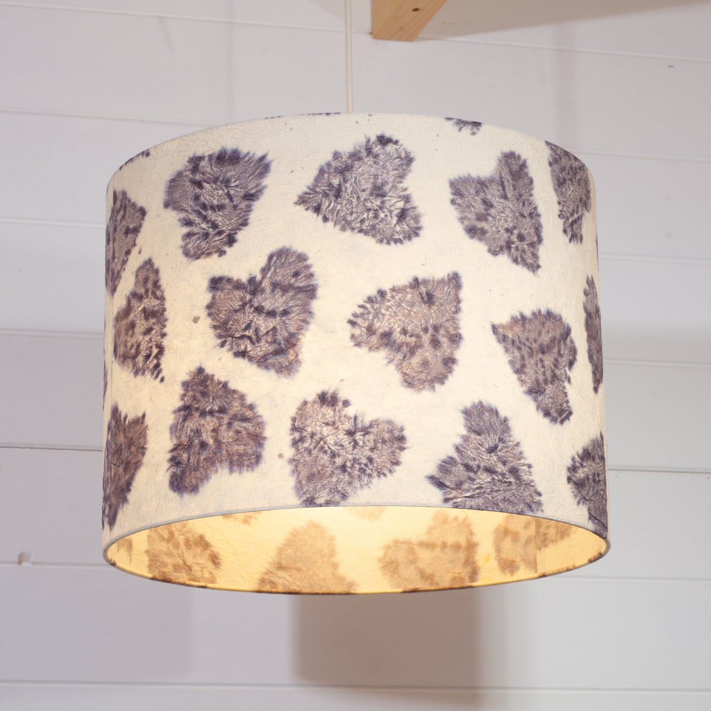 Drum Lamp Shade - B130 ~ Soft Hearts Lavender, 40cm(d) x 30cm(h)