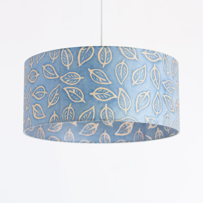 Drum Lamp Shade - P31 - Batik Leaf on Blue, 45cm(d) x 20cm(h)