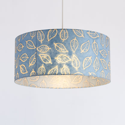 Drum Lamp Shade - P31 - Batik Leaf on Blue, 45cm(d) x 20cm(h)