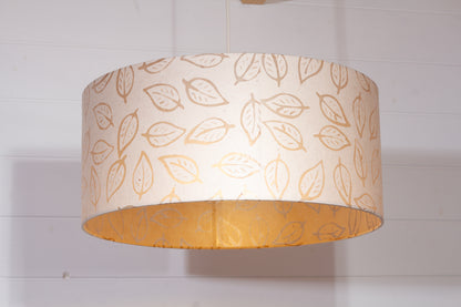 Drum Lamp Shade - P28 - Batik Leaf on Natural, 45cm(d) x 20cm(h)