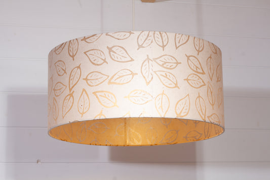 Drum Lamp Shade - P28 - Batik Leaf on Natural, 45cm(d) x 20cm(h)
