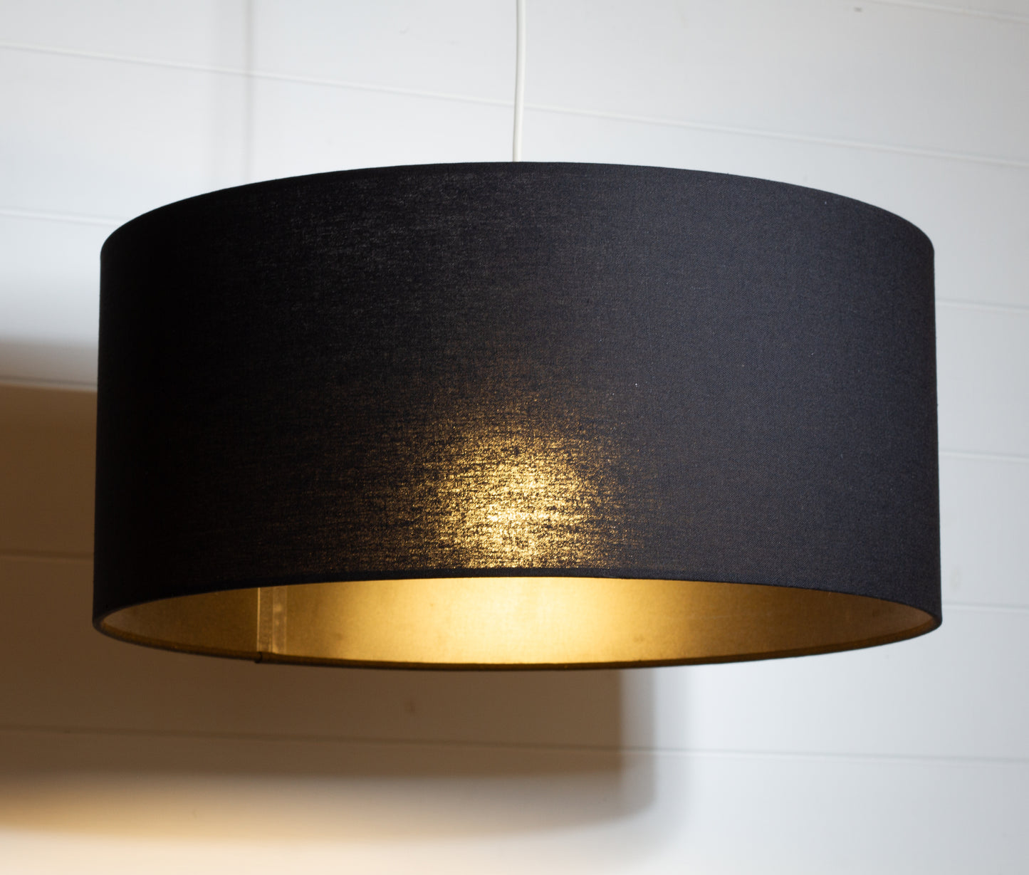 Drum Lamp Shade - F170 Black Linen Fabric, 45cm(d) x 20cm(h)