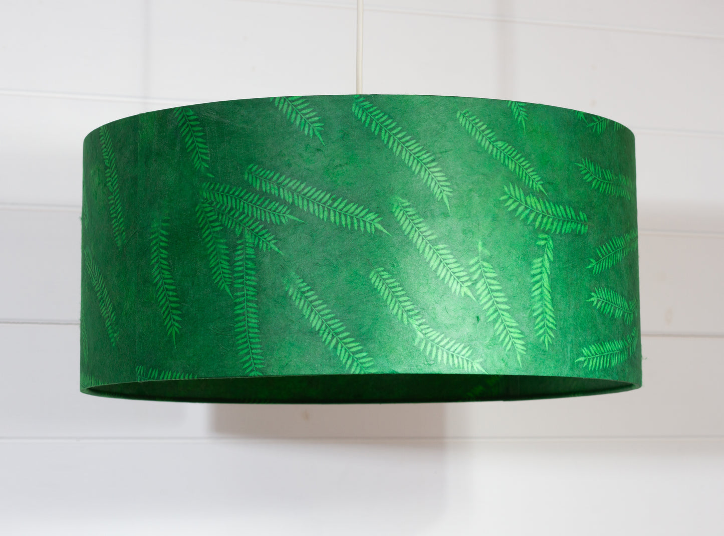 Drum Lamp Shade - P27 Green Fern, 45cm(d) x 20cm(h)