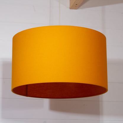 Drum Lamp Shade - F180 ~ Yellow Ochre Linen Fabric, 45cm(d) x 25cm(h)