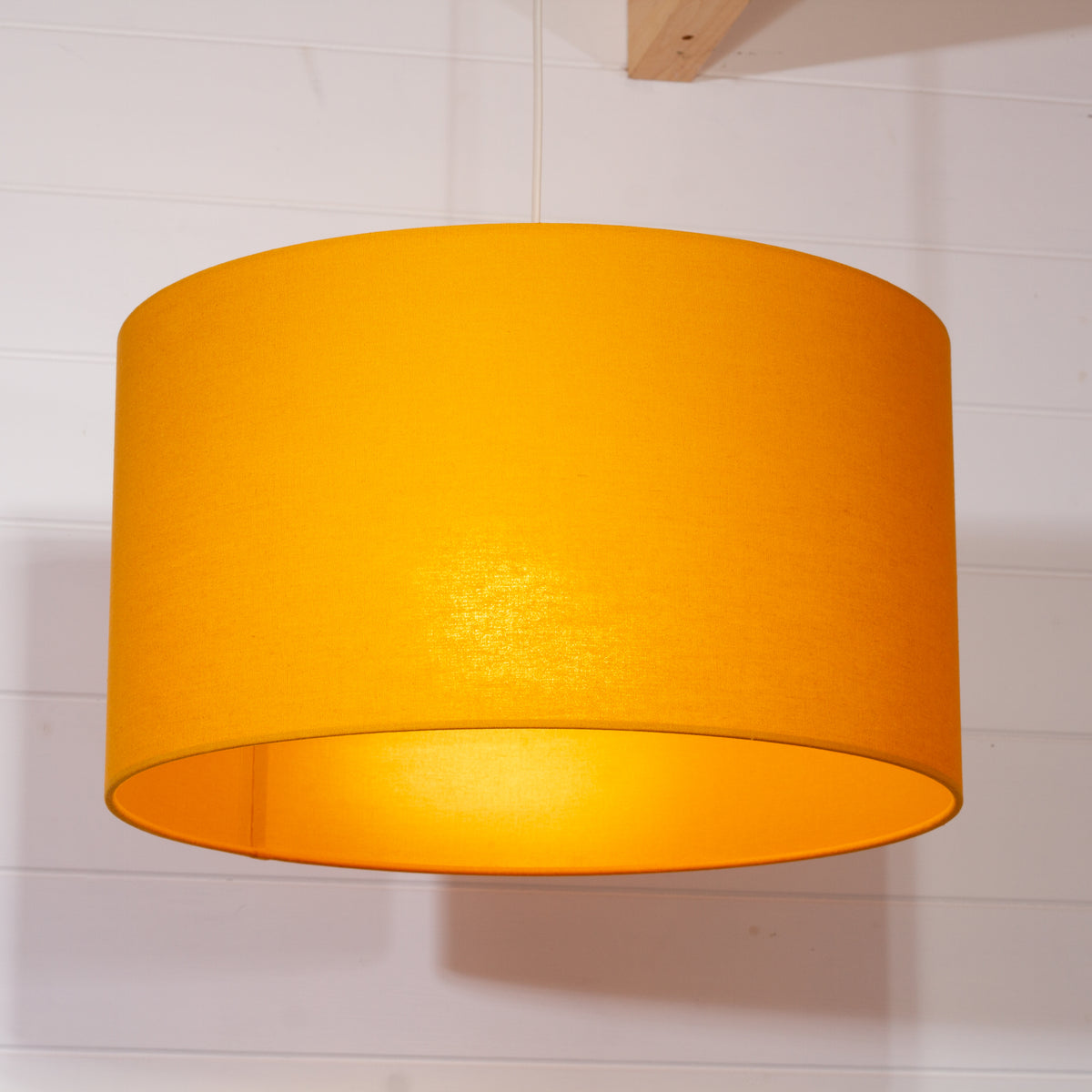 Drum Lamp Shade - F180 ~ Yellow Ochre Linen Fabric, 45cm(d) x 25cm(h)