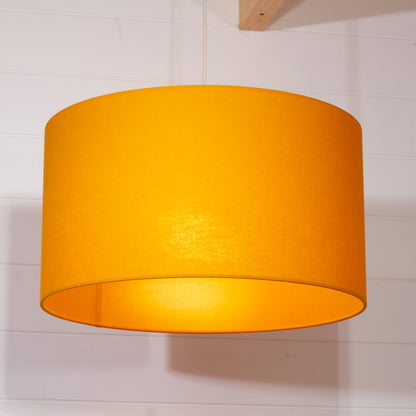 Drum Lamp Shade - F180 ~ Yellow Ochre Linen Fabric, 45cm(d) x 25cm(h)