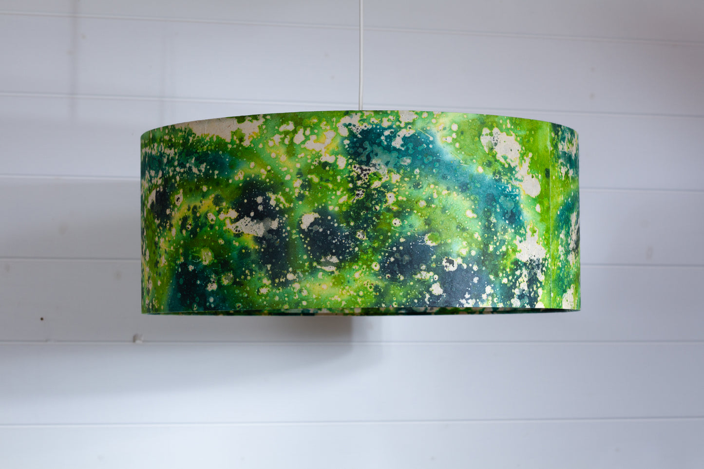 Drum Lamp Shade - B114 ~ Batik Canopy Greens, 50cm(d) x 20cm(h)