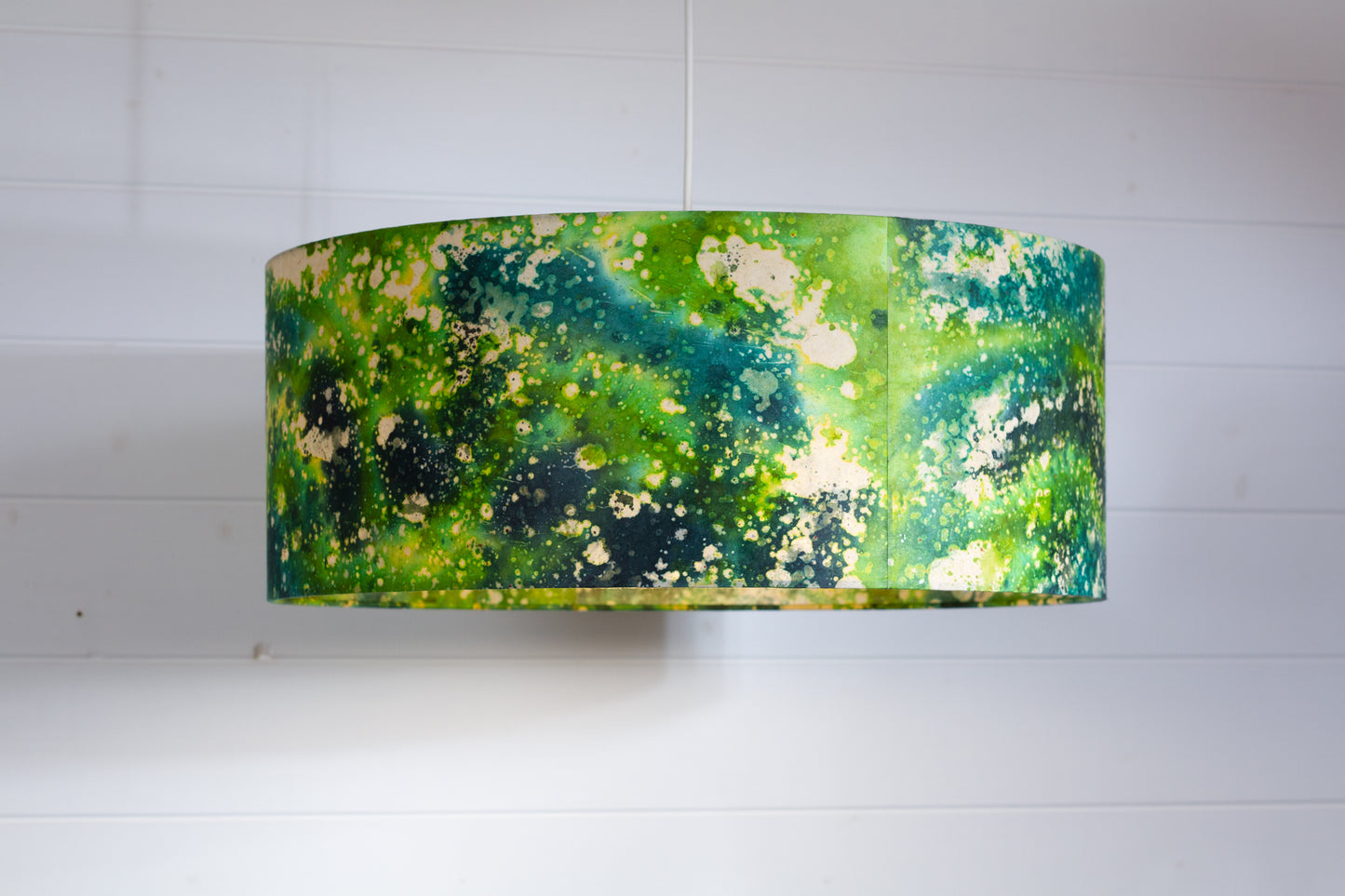 Drum Lamp Shade - B114 ~ Batik Canopy Greens, 50cm(d) x 20cm(h)