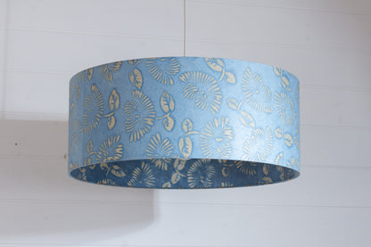 Drum Lamp Shade - B129 ~ Batik Peony Blue, 50cm(d) x 20cm(h)