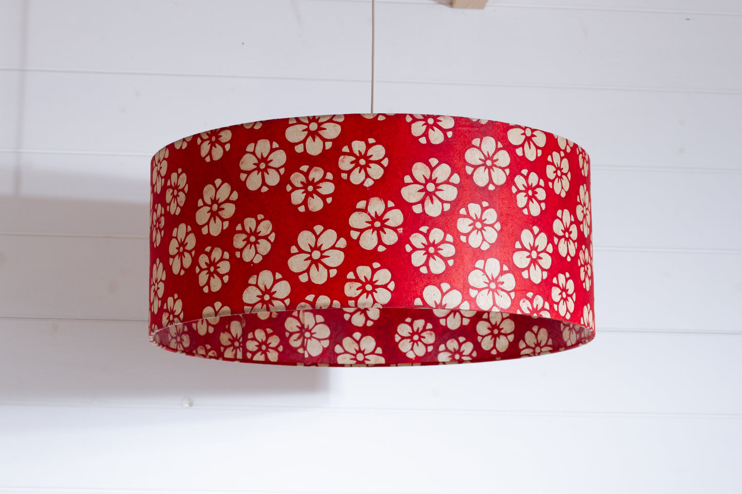 Drum Lamp Shade - P76 - Batik Star Flower Red, 50cm(d) x 20cm(h)