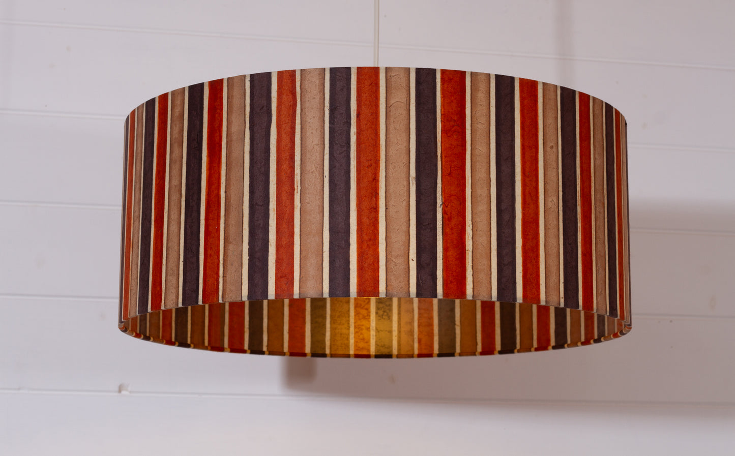 Drum Lamp Shade - P07 - Batik Stripes Brown, 50cm(d) x 20cm(h)