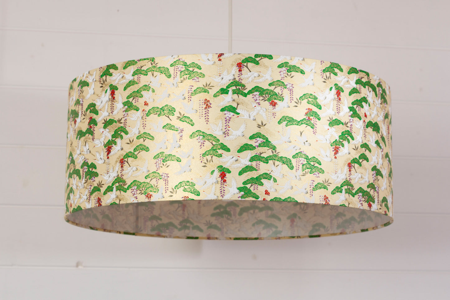 Drum Lamp Shade - W05 - Cranes, 50cm(d) x 20cm(h)
