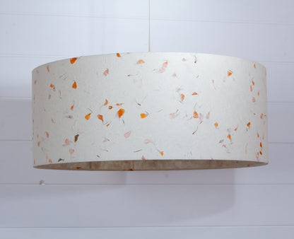 Drum Lamp Shade - P32 - Marigold Petals on Natural Lokta, 50cm(d) x 20cm(h)