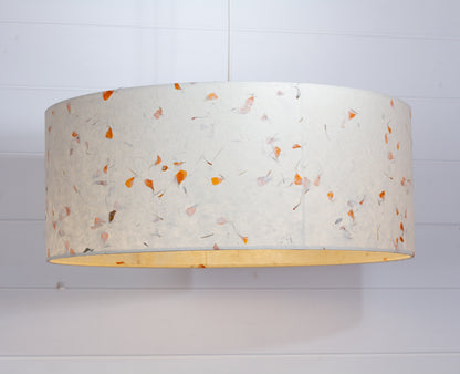 Drum Lamp Shade - P32 - Marigold Petals on Natural Lokta, 50cm(d) x 20cm(h)
