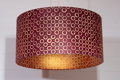 Drum Lamp Shade - P73 - Batik Cranberry Circles, 50cm(d) x 25cm(h)