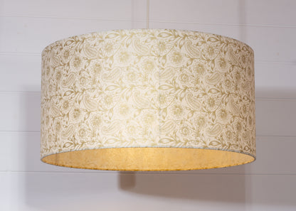 Drum Lamp Shade - P69 - Garden Gold on Natural, 50cm(d) x 25cm(h)