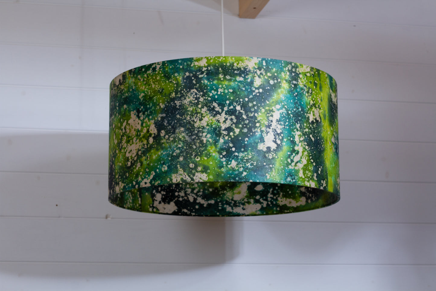 Drum Lamp Shade - B114 ~ Batik Canopy Greens, 50cm(d) x 25cm(h)