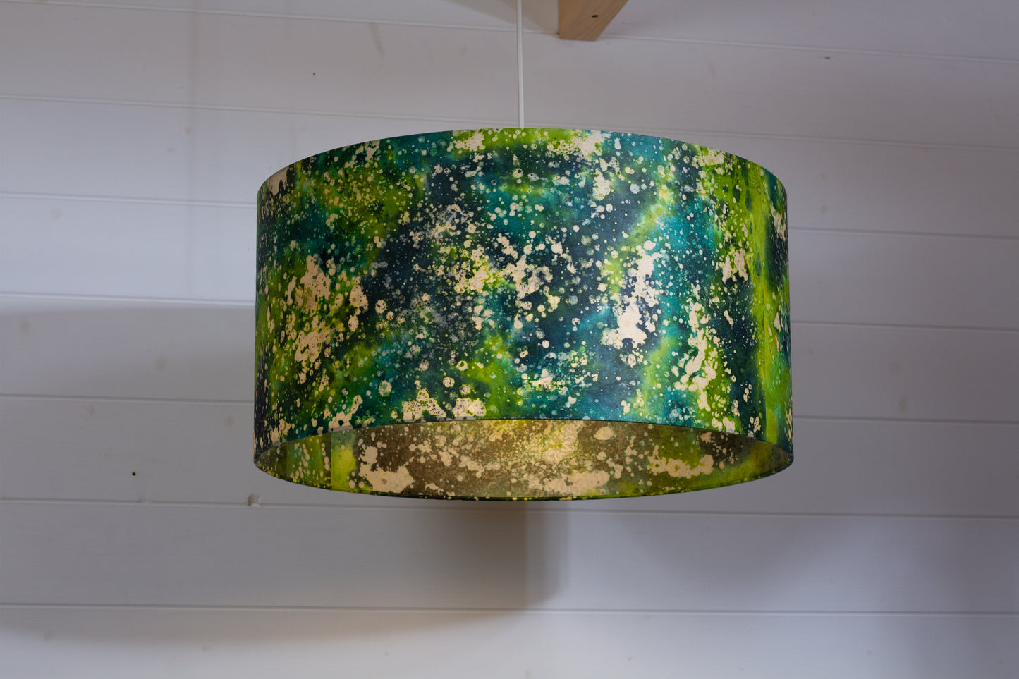 Drum Lamp Shade - B114 ~ Batik Canopy Greens, 50cm(d) x 25cm(h)