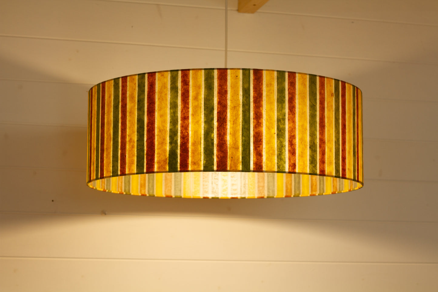 Drum Lamp Shade - P06 - Batik Stripes Autumn, 60cm(d) x 20cm(h)