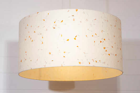 Drum Lamp Shade - P32 - Marigold Petals on Natural Lokta, 60cm(d) x 30cm(h)