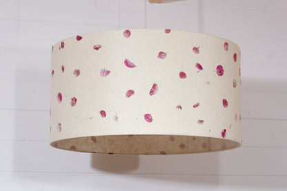 Drum Lamp Shade - P33 - Rose Petals on Natural Lokta, 60cm(d) x 30cm(h)