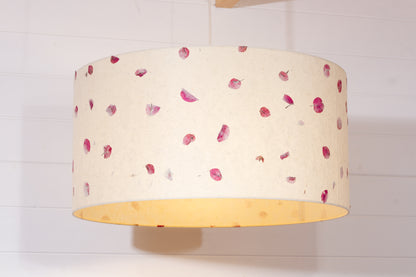Drum Lamp Shade - P33 - Rose Petals on Natural Lokta, 60cm(d) x 30cm(h)