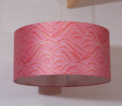 Drum Lamp Shade - W04 ~ Pink Hills with Gold Flowers, 60cm(d) x 30cm(h)