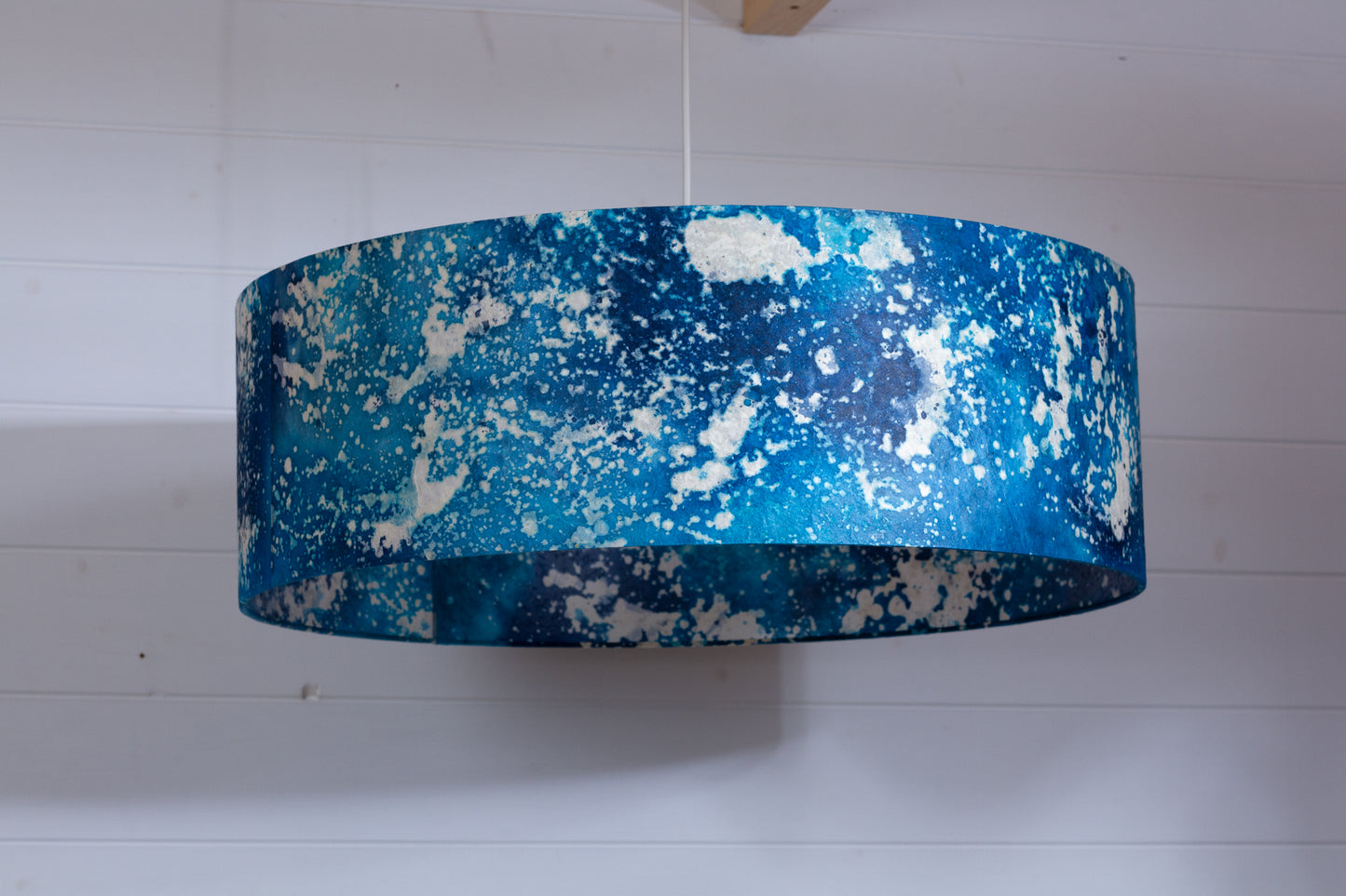 Drum Lamp Shade - B113 ~ Batik Ocean Blues, 60cm(d) x 20cm(h)