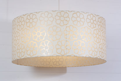 Drum Lamp Shade - P17 - Batik Big Flower on Natural, 70cm(d) x 30cm(h)