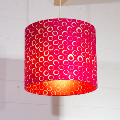 Drum Lamp Shade - B140 ~ Batik Circles Hot Pink, 30cm(d) x 25cm(h)