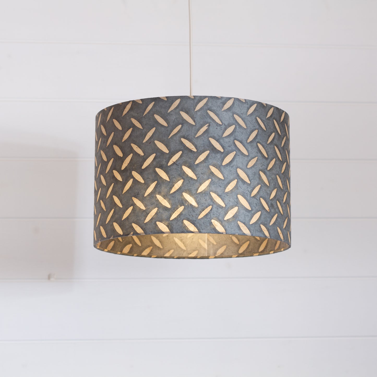 Drum Lamp Shade - P88 ~ Batik Tread Plate Grey, 30cm(d) x 20cm(h)