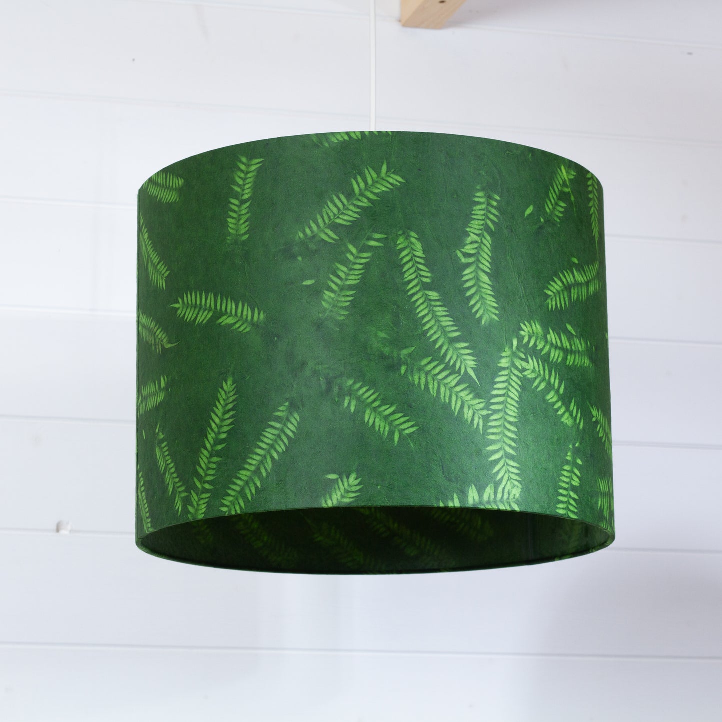 Drum Lamp Shade - P27 - Resistance Dyed Green Fern, 40cm(d) x 30cm(h)