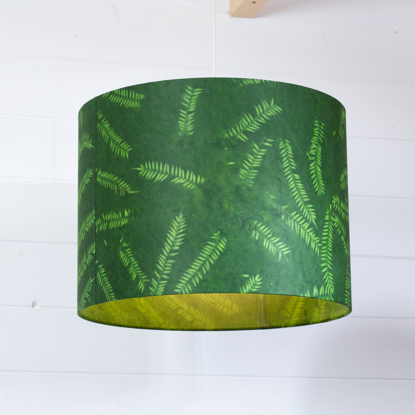 Drum Lamp Shade - P27 - Resistance Dyed Green Fern, 40cm(d) x 30cm(h)