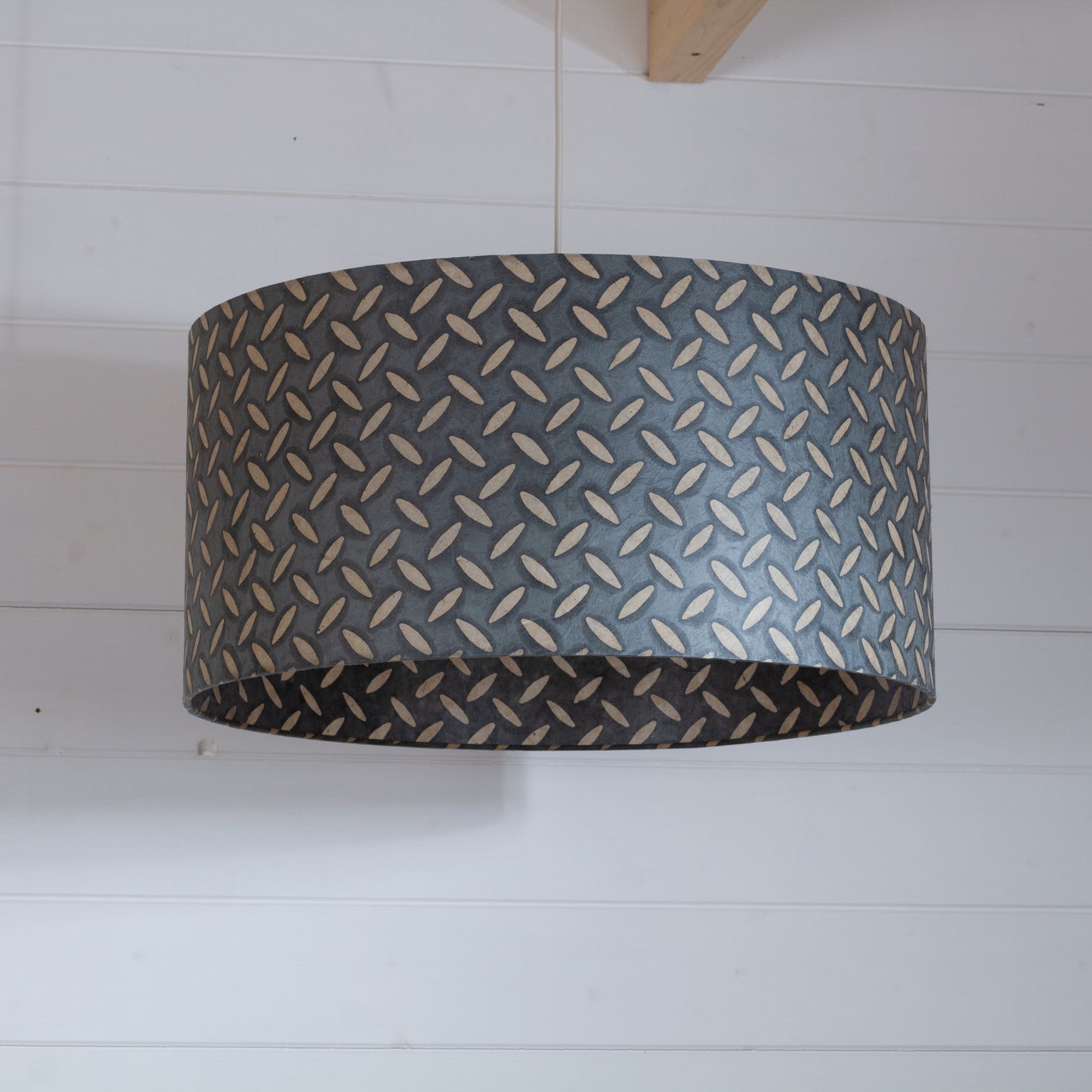 Drum Lamp Shade - P88 ~ Batik Tread Plate Grey, 50cm(d) x 25cm(h)