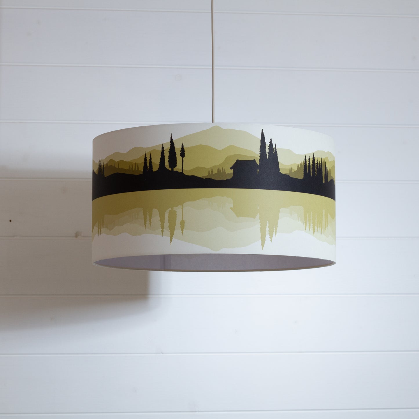 Landscape Reflection Print Drum Lamp Shade 40cm(d) x 20cm(h) - 7 Colour Options