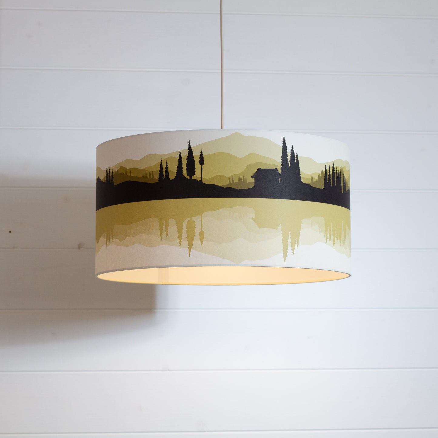 Landscape Reflection Print Drum Lamp Shade 40cm(d) x 20cm(h) - 7 Colour Options