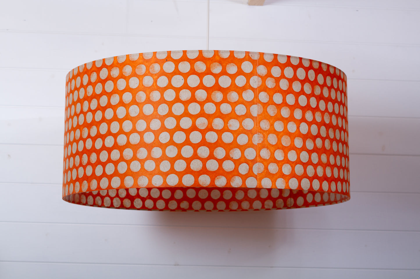 Drum Lamp Shade - B110 ~ Batik Dots on Orange, 70cm(d) x 30cm(h)