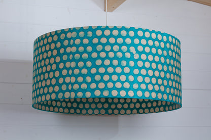 Drum Lamp Shade - P97 - Batik Dots on Cyan, 70cm(d) x 30cm(h)