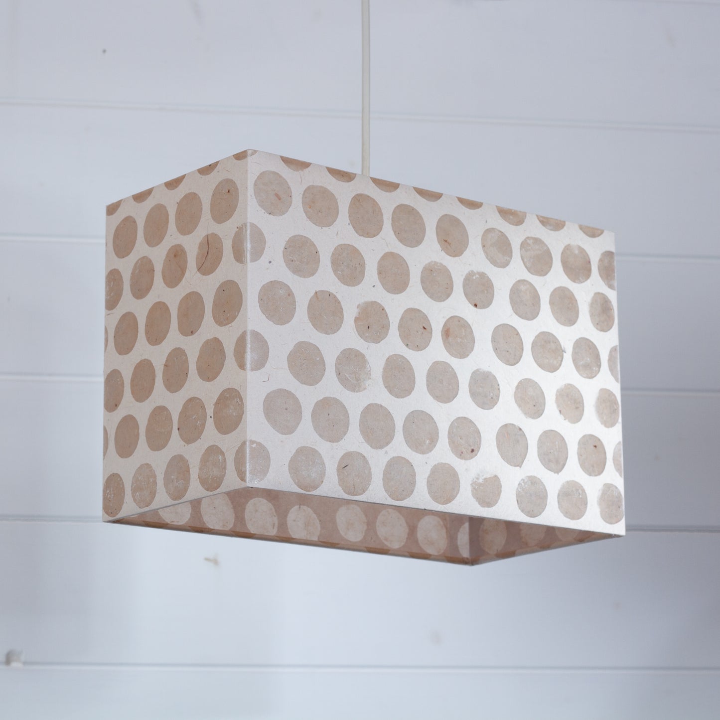 Rectangle Lamp Shade - P85 ~ Batik Dots on Natural, 30cm(w) x 20cm(h) x 15cm(d)