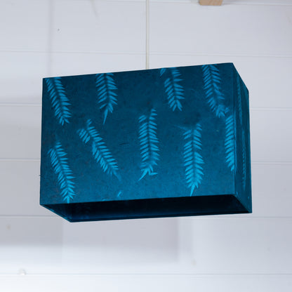 Rectangle Lamp Shade - B106 ~ Resistance Dyed Teal Fern, 30cm(w) x 20cm(h) x 15cm(d)