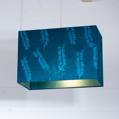 Rectangle Lamp Shade - B106 ~ Resistance Dyed Teal Fern, 30cm(w) x 20cm(h) x 15cm(d)