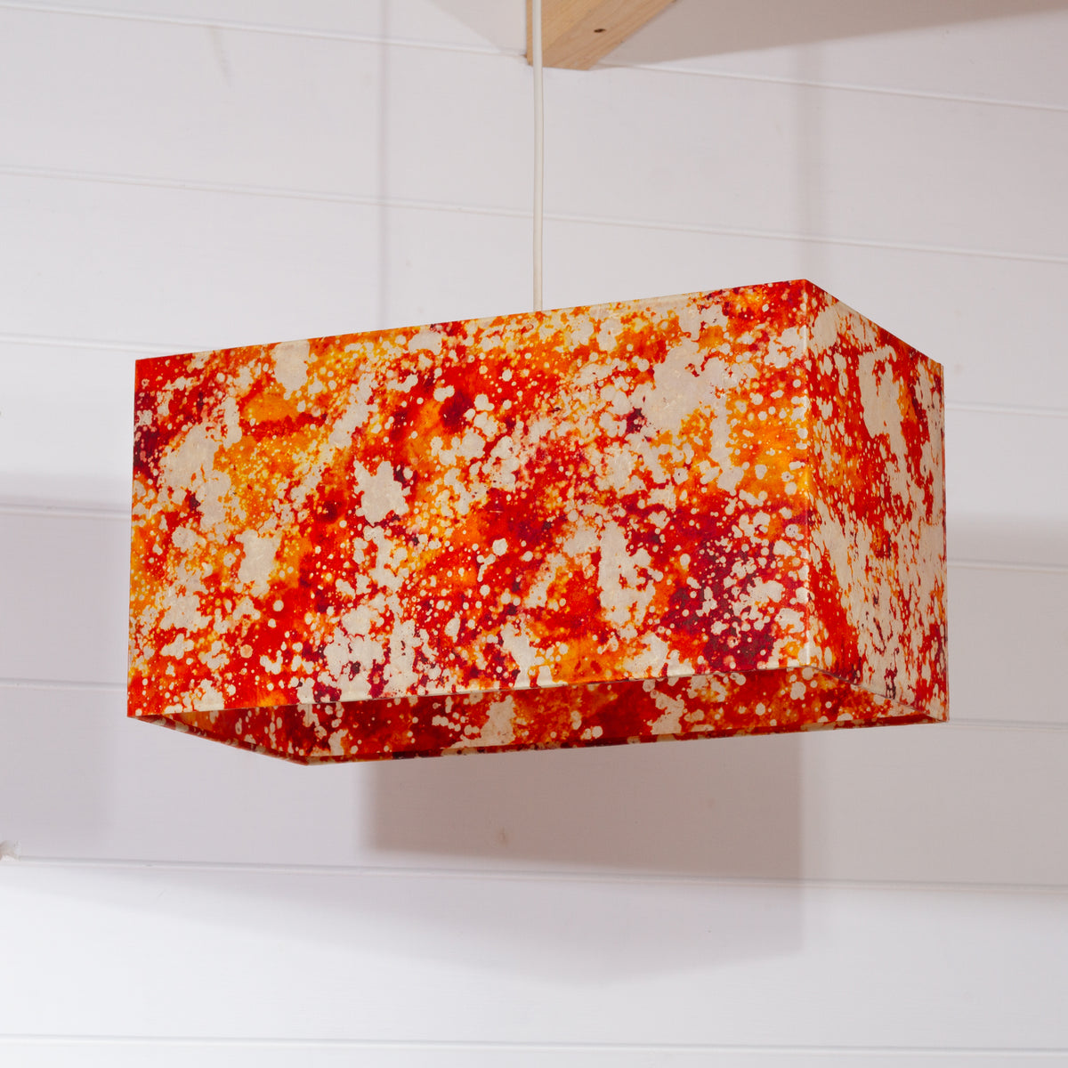 Rectangle Lamp Shade - B112 ~ Batik Lava Red/Orange, 40cm(w) x 20cm(h) x 20cm(d)