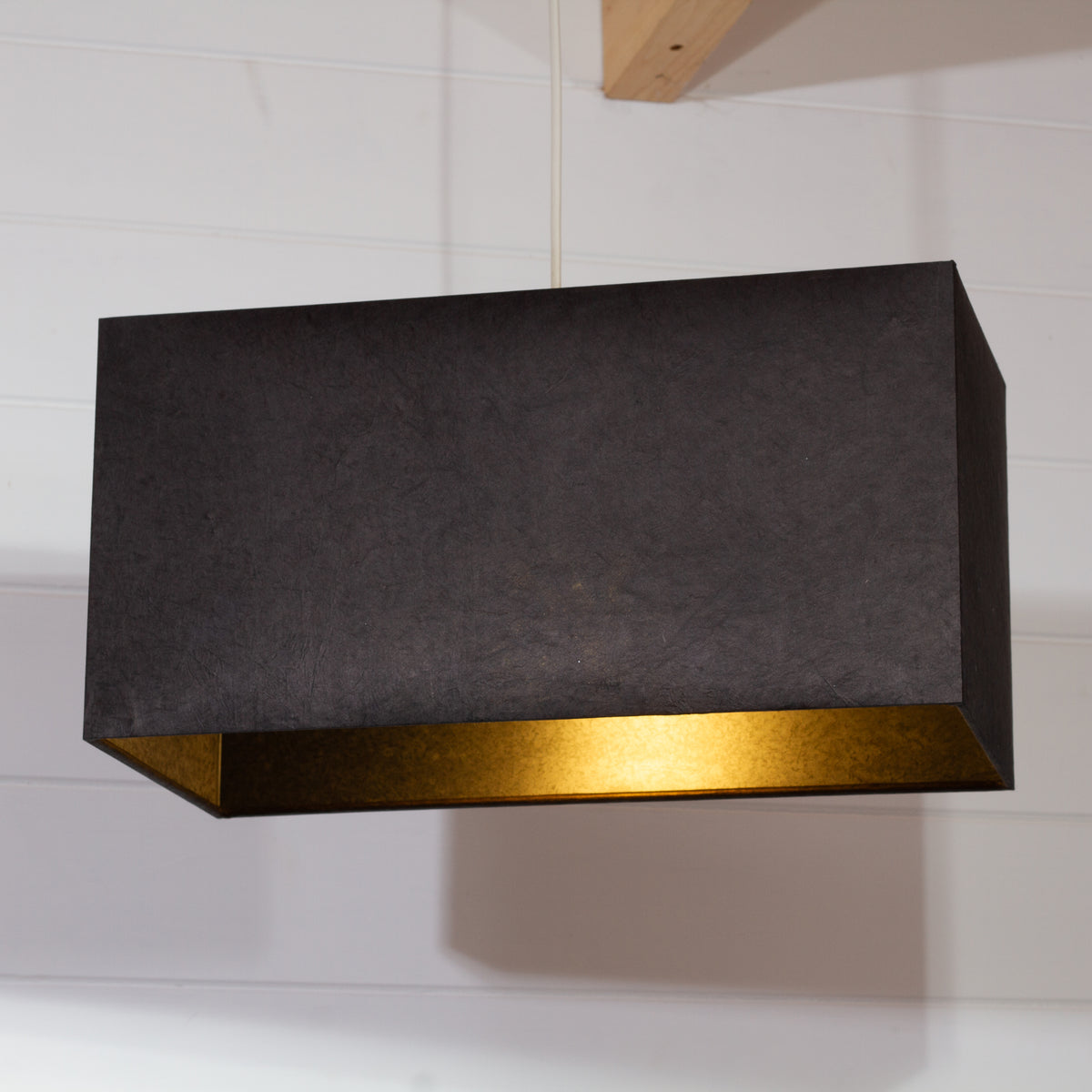 Rectangle Lamp Shade - P55 - Black Lokta, 40cm(w) x 20cm(h) x 20cm(d)