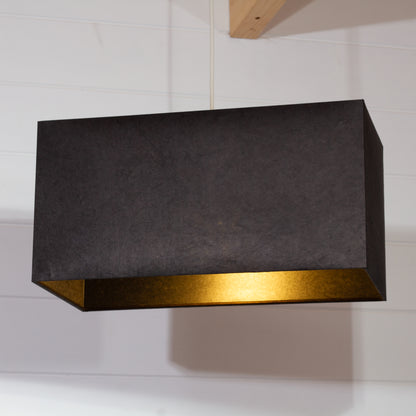 Rectangle Lamp Shade - P55 - Black Lokta, 40cm(w) x 20cm(h) x 20cm(d)
