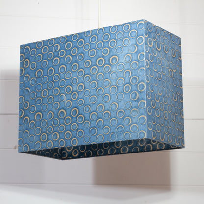 Rectangle Lamp Shade - P72 - Batik Blue Circles, 40cm(w) x 30cm(h) x 20cm(d)