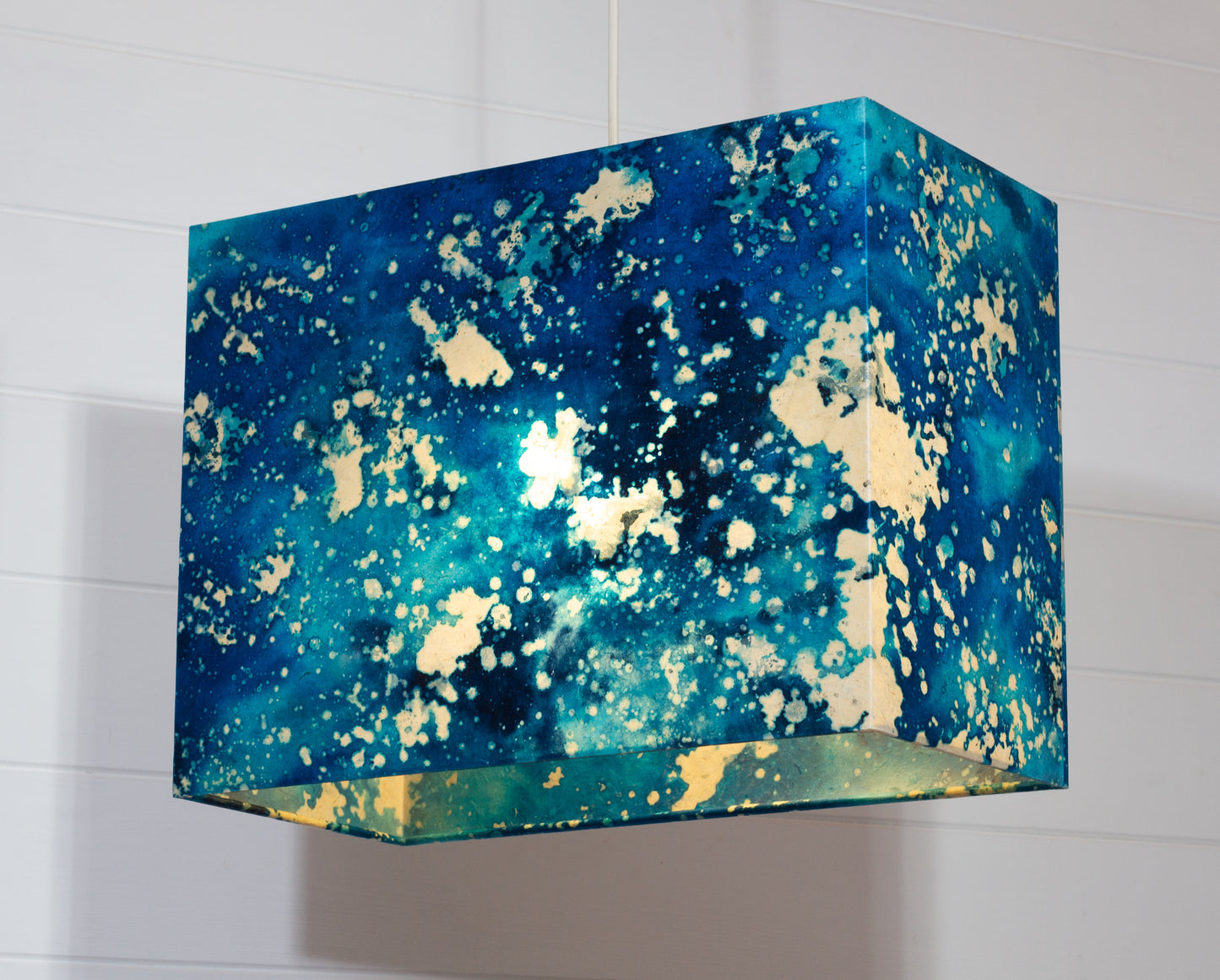 Rectangle Lamp Shade - B113 ~ Batik Ocean Blues, 40cm(w) x 30cm(h) x 20cm(d)