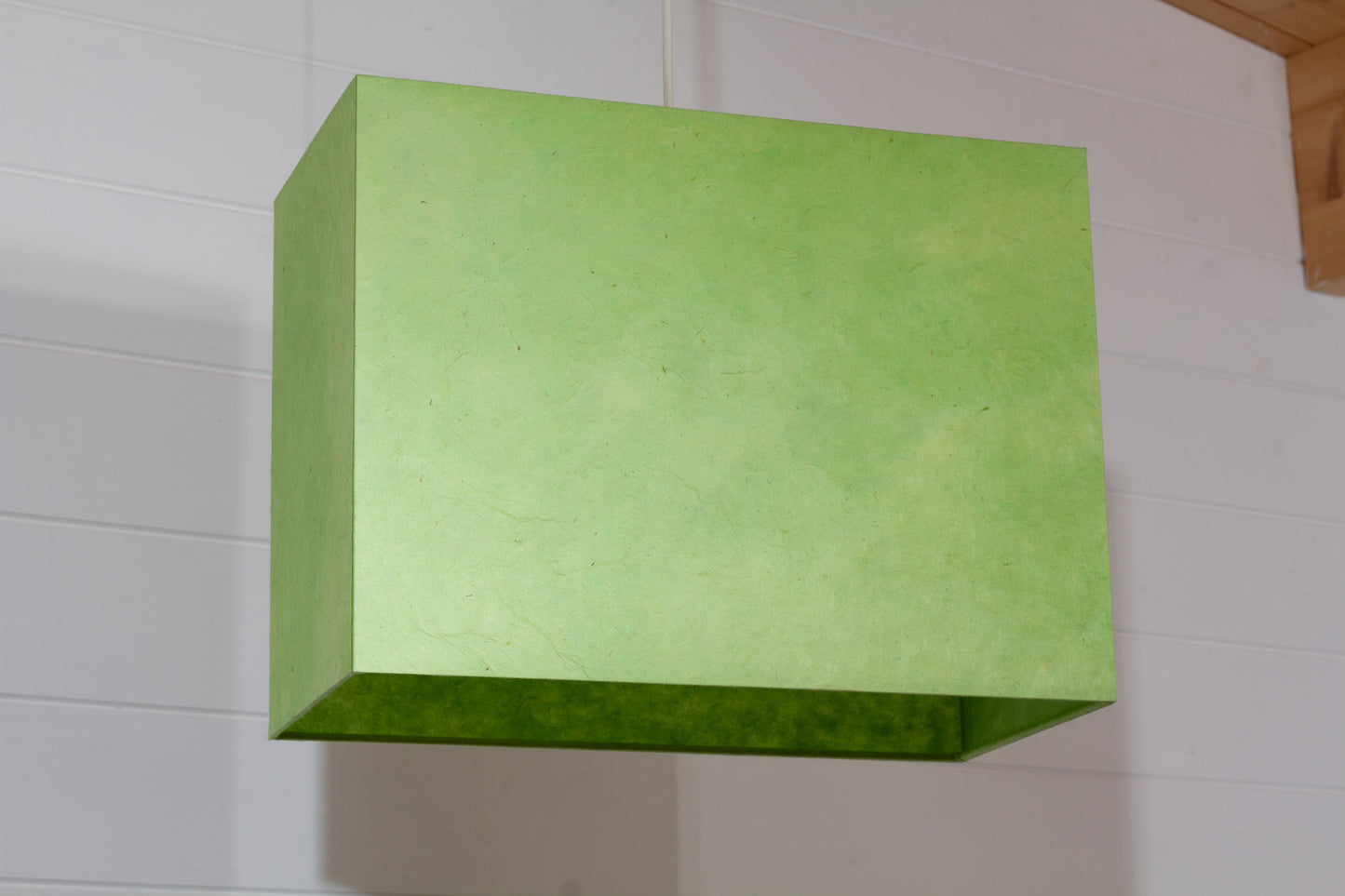 Rectangle Lamp Shade - P61 ~ Lime Green Lokta, 40cm(w) x 30cm(h) x 20cm(d)