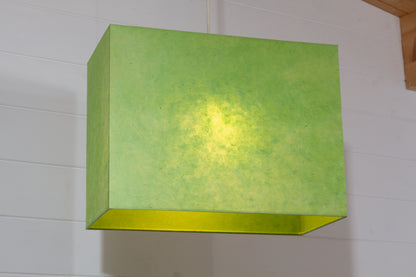 Rectangle Lamp Shade - P61 ~ Lime Green Lokta, 40cm(w) x 30cm(h) x 20cm(d)