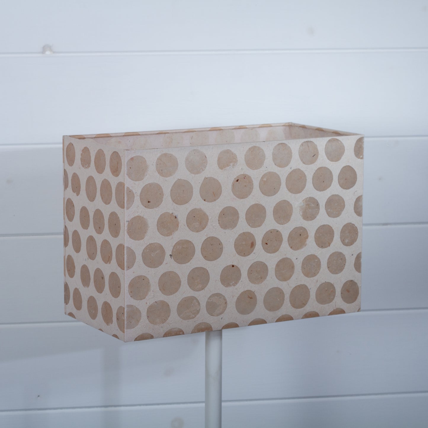 Rectangle Lamp Shade - P85 ~ Batik Dots on Natural, 30cm(w) x 20cm(h) x 15cm(d)